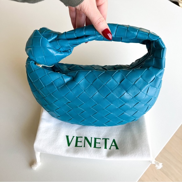 Bottega Veneta Handbags - Bottega Veneta Mini Jodie Knotted Intrecciato Leather Shoulder Bag in Blue